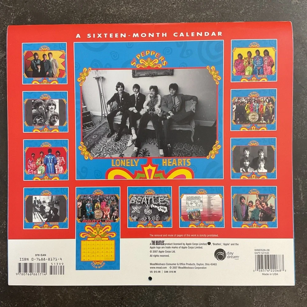 The Beatles Sgt. Peppers Lonely Hearts Club Band Album Art Wall Calendar 2008